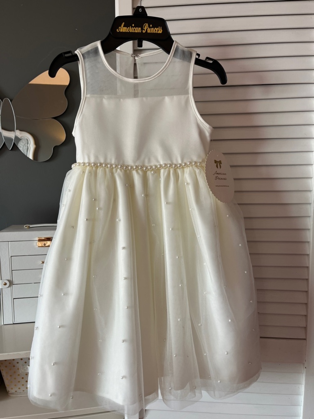American Princess Ivory Pearl Waist Tulle Dress